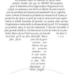 Mise en page graphique d'un texte en forme d'arbre sur la ferme de Luc Muller : description de son exploitation, de l’élevage en plein air (vaches, cochons, poules, âne, chevaux), et de la vente locale des produits.
